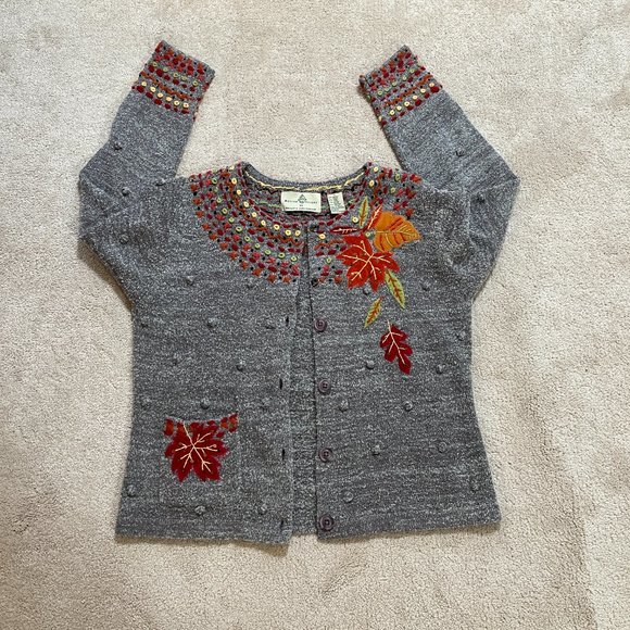 Vintage Design Options Philip & Jane Gordon Women Button Sweater L Fall Leaf - Picture 1 of 10